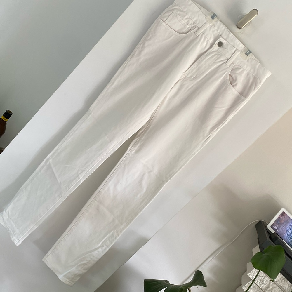 UNIQLO skinny low rise tapered stretch jeans white 31x34 long denim pants